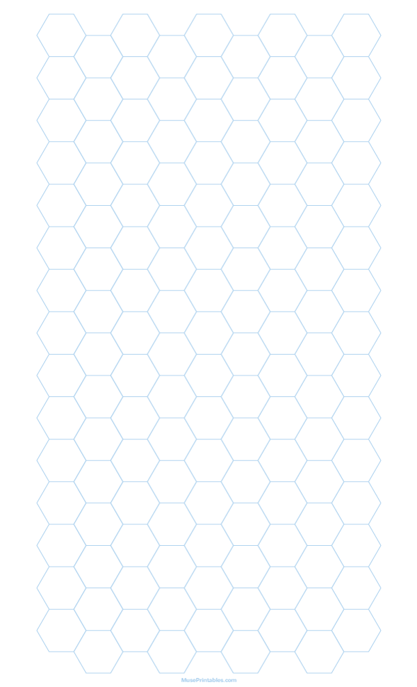 Half Inch Light Blue Hexagon Graph Paper: Legal-sized paper (8.5 x 14)