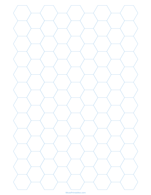 Half Inch Light Blue Hexagon Graph Paper: Letter-sized paper (8.5 x 11)