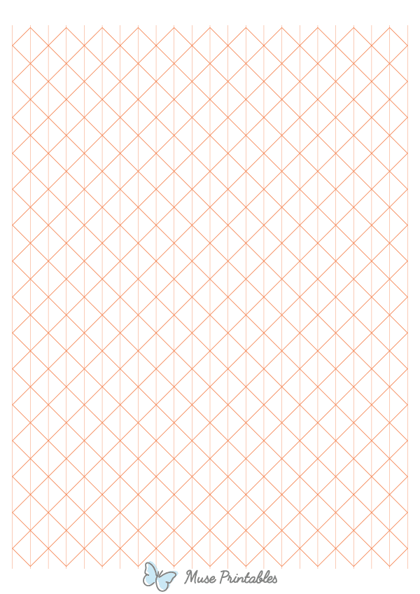 Half-Inch Orange Axonometric Graph Paper : A4-sized paper (8.27 x 11.69)