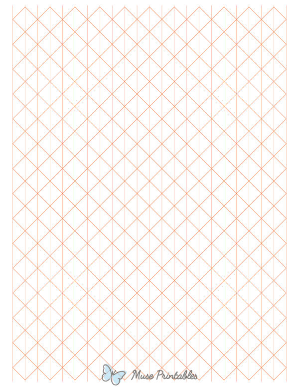 Half-Inch Orange Axonometric Graph Paper : Letter-sized paper (8.5 x 11)
