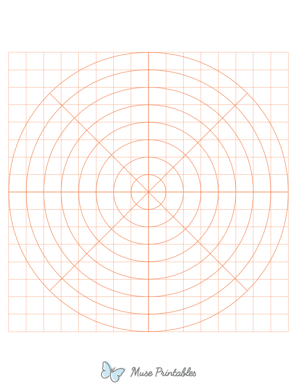 Half-Inch Orange Circular Graph Paper : Letter-sized paper (8.5 x 11)