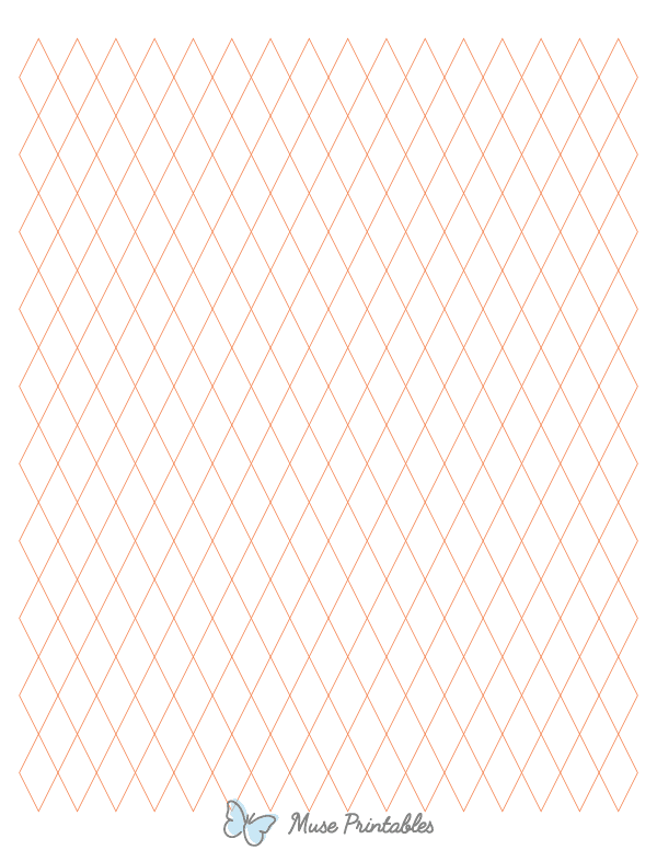 Half-Inch Orange Diamond Graph Paper : Letter-sized paper (8.5 x 11)
