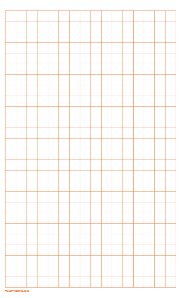 Half Inch Orange Graph Paper: Legal-sized paper (8.5 x 14)