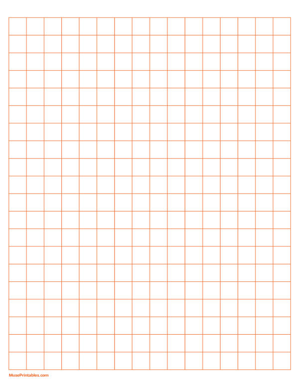 Half Inch Orange Graph Paper: Letter-sized paper (8.5 x 11)