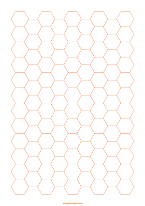 Half Inch Orange Hexagon Graph Paper - A4