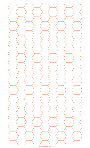 Half Inch Orange Hexagon Graph Paper - Legal