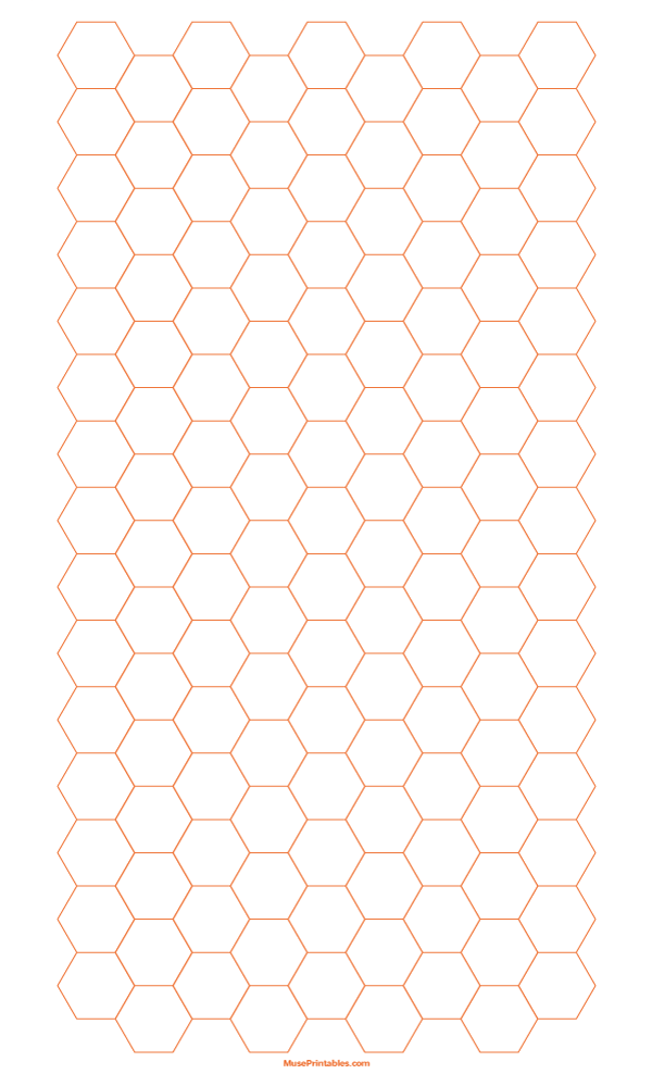 Half Inch Orange Hexagon Graph Paper: Legal-sized paper (8.5 x 14)