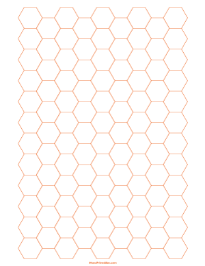 Half Inch Orange Hexagon Graph Paper - Letter