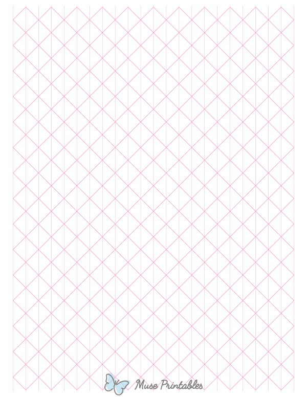 Half-Inch Pink Axonometric Graph Paper : Letter-sized paper (8.5 x 11)