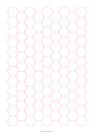 Half Inch Pink Hexagon Graph Paper - A4
