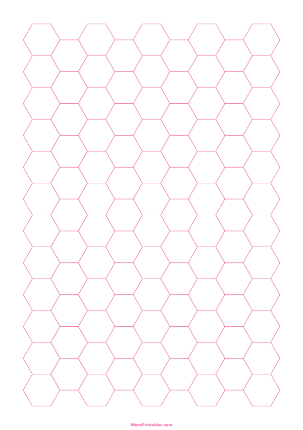 Half Inch Pink Hexagon Graph Paper: A4-sized paper (8.27 x 11.69)