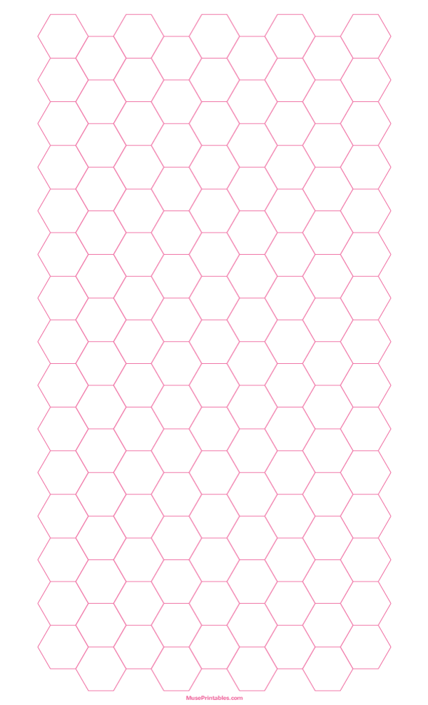 Half Inch Pink Hexagon Graph Paper: Legal-sized paper (8.5 x 14)