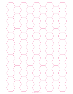 Half Inch Pink Hexagon Graph Paper - Letter