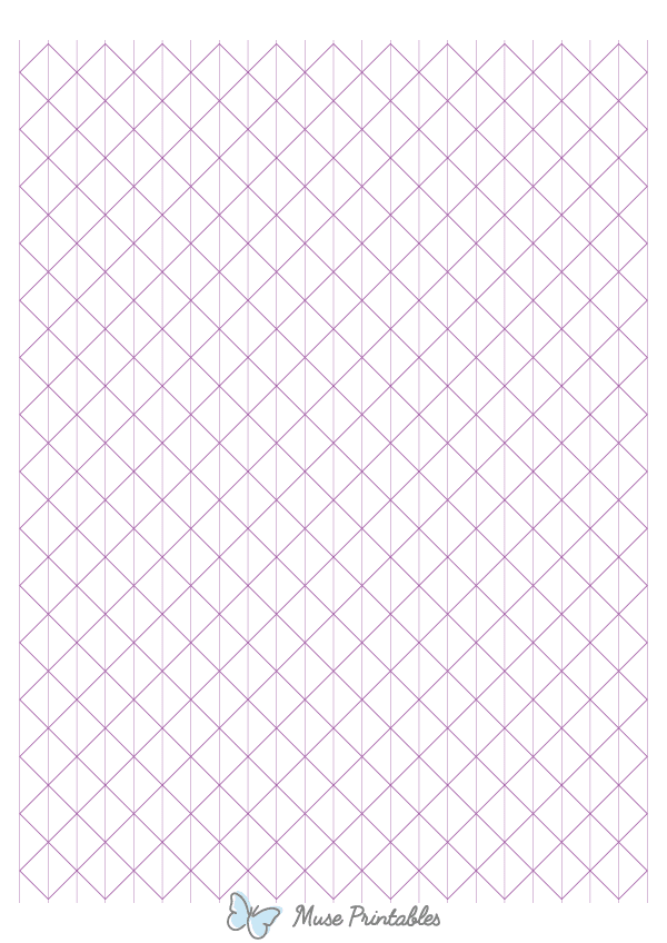 Half-Inch Purple Axonometric Graph Paper : A4-sized paper (8.27 x 11.69)
