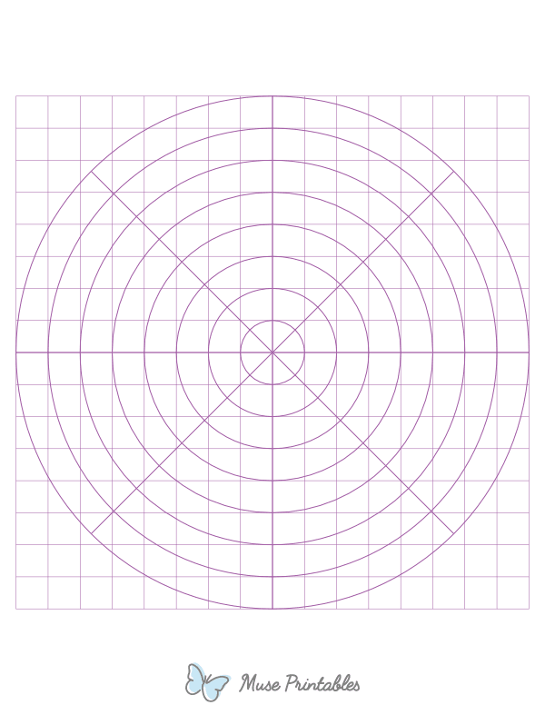 Half-Inch Purple Circular Graph Paper : Letter-sized paper (8.5 x 11)