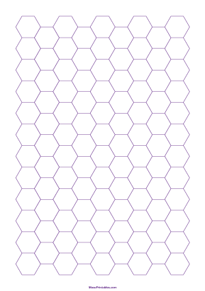 Half Inch Purple Hexagon Graph Paper - A4