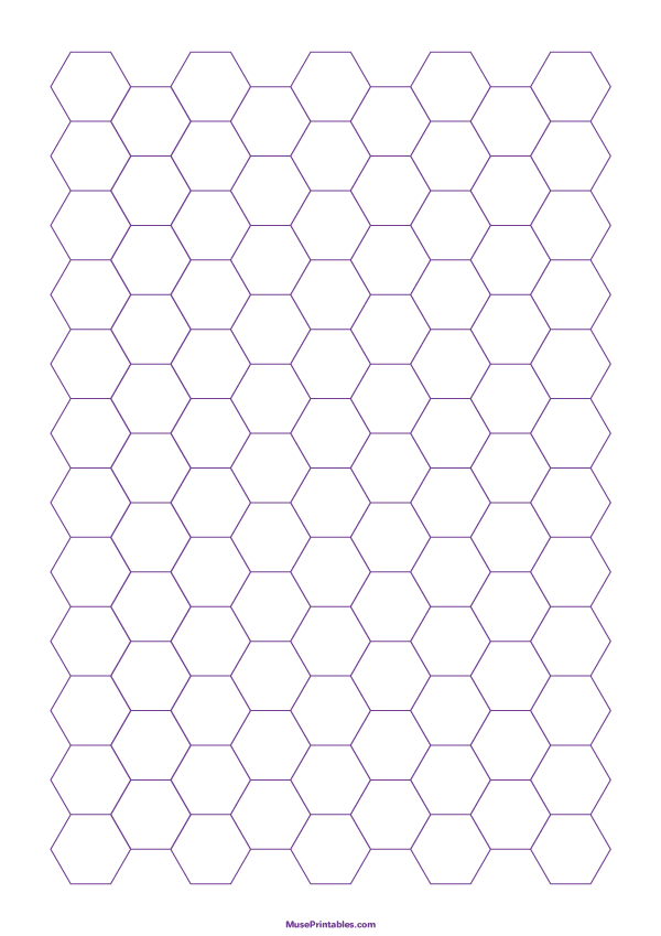 Half Inch Purple Hexagon Graph Paper: A4-sized paper (8.27 x 11.69)