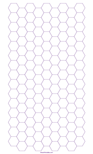 Half Inch Purple Hexagon Graph Paper - Legal