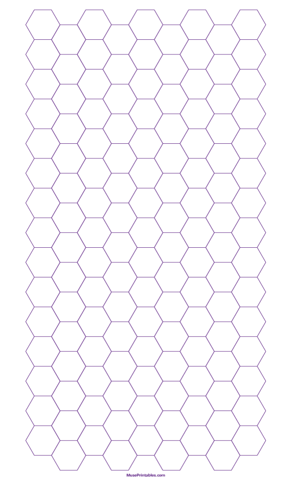 Half Inch Purple Hexagon Graph Paper: Legal-sized paper (8.5 x 14)