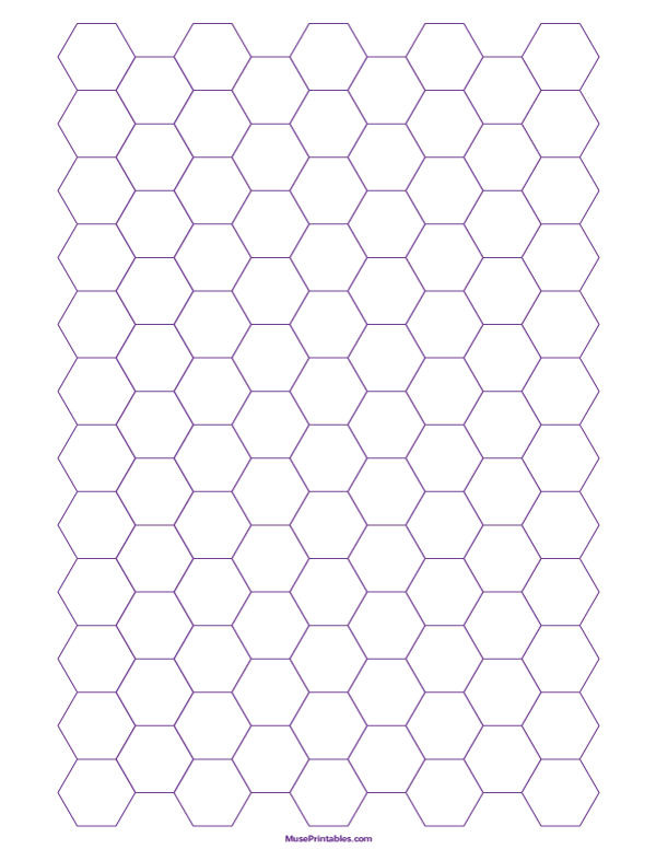 Half Inch Purple Hexagon Graph Paper: Letter-sized paper (8.5 x 11)