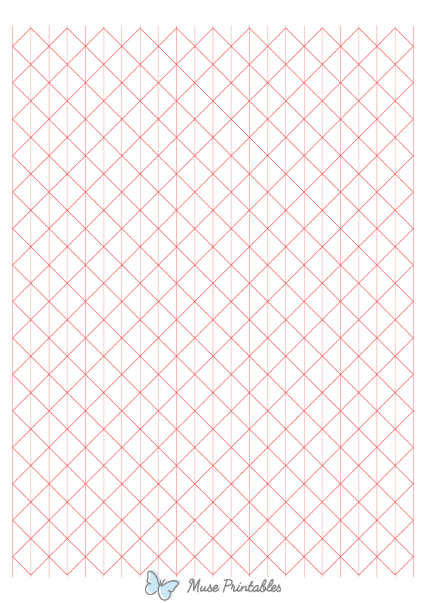 Half-Inch Red Axonometric Graph Paper : A4-sized paper (8.27 x 11.69)