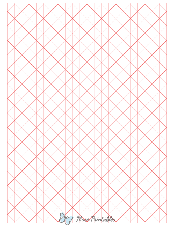 Half-Inch Red Axonometric Graph Paper : Letter-sized paper (8.5 x 11)