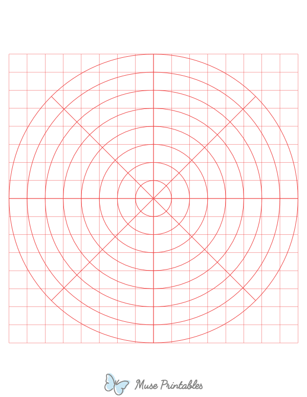 Half-Inch Red Circular Graph Paper : Letter-sized paper (8.5 x 11)