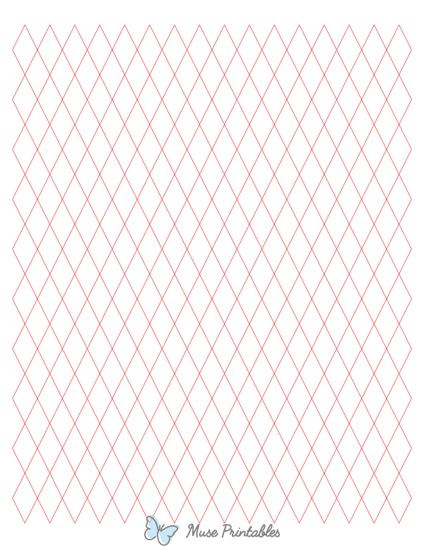 Half-Inch Red Diamond Graph Paper : Letter-sized paper (8.5 x 11)