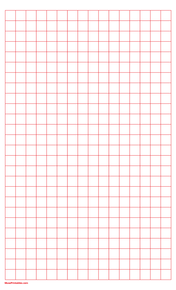 Half Inch Red Graph Paper: Legal-sized paper (8.5 x 14)