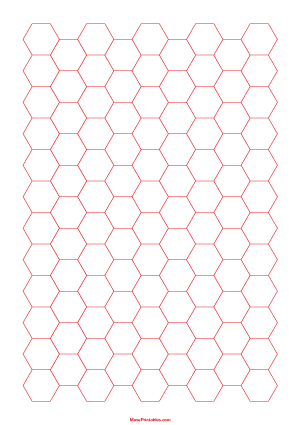 Half Inch Red Hexagon Graph Paper - A4