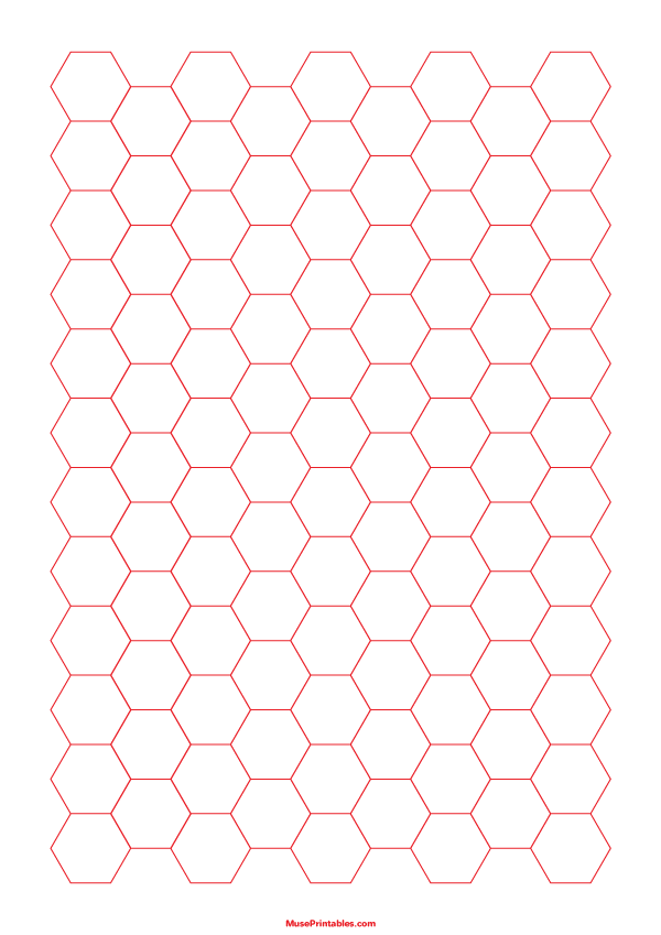 Half Inch Red Hexagon Graph Paper: A4-sized paper (8.27 x 11.69)