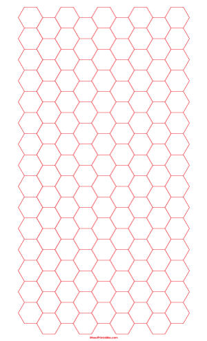 Half Inch Red Hexagon Graph Paper - Legal