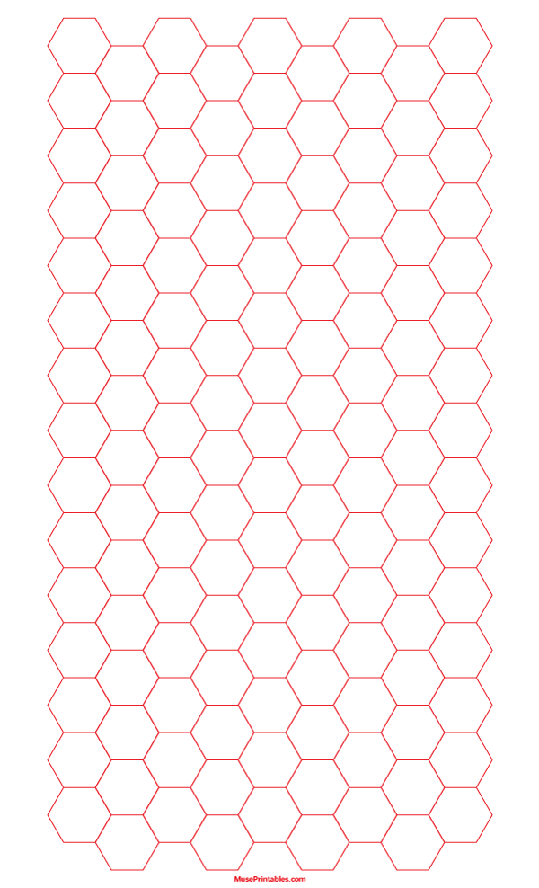 Half Inch Red Hexagon Graph Paper: Legal-sized paper (8.5 x 14)