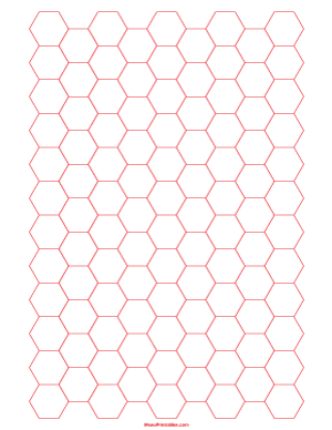 Half Inch Red Hexagon Graph Paper - Letter