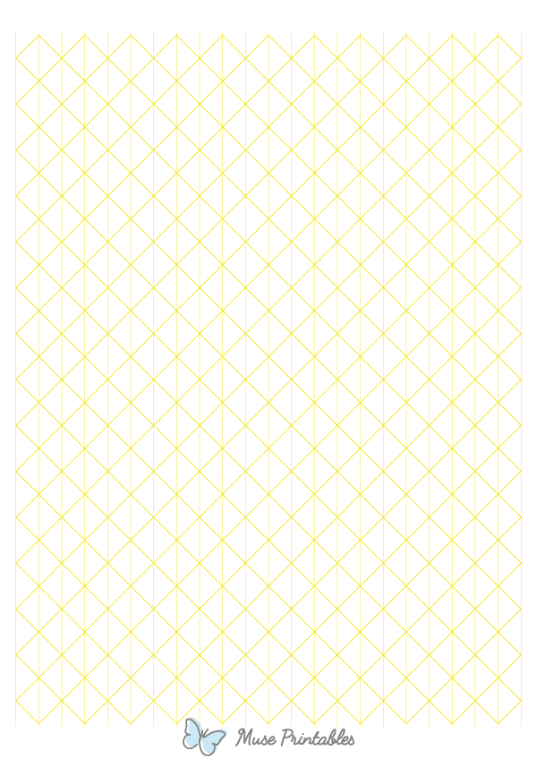 Half-Inch Yellow Axonometric Graph Paper : A4-sized paper (8.27 x 11.69)