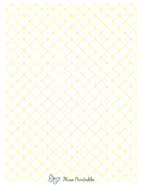 Half-Inch Yellow Axonometric Graph Paper : Letter-sized paper (8.5 x 11)