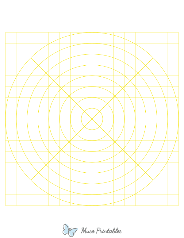 Half-Inch Yellow Circular Graph Paper : Letter-sized paper (8.5 x 11)