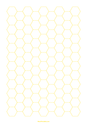 Half Inch Yellow Hexagon Graph Paper - A4