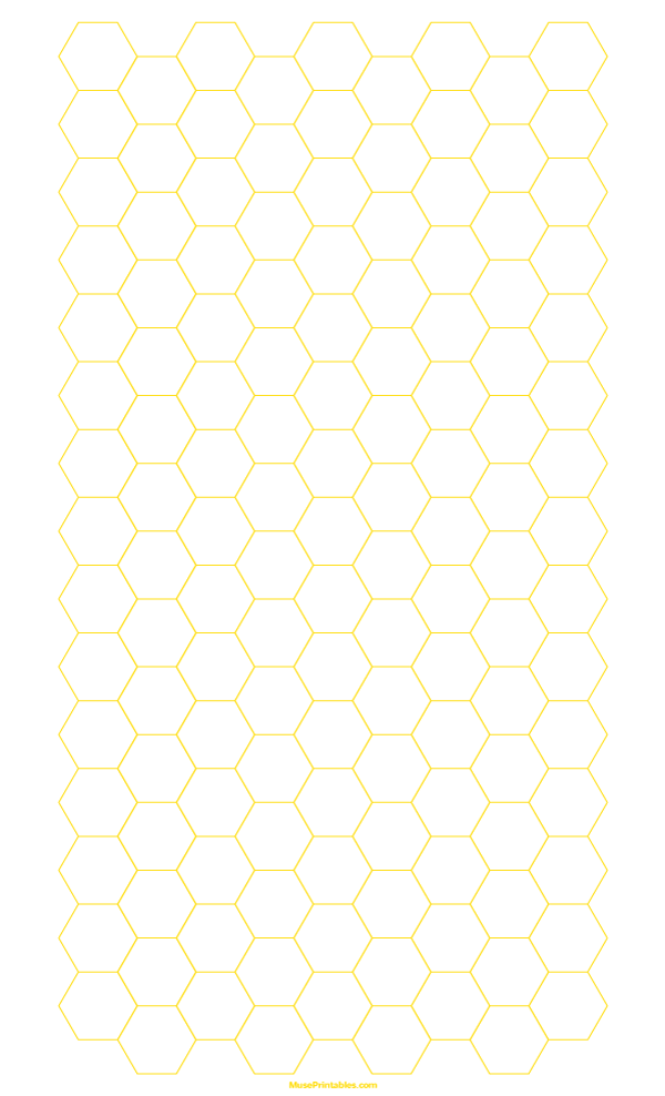 Half Inch Yellow Hexagon Graph Paper: Legal-sized paper (8.5 x 14)