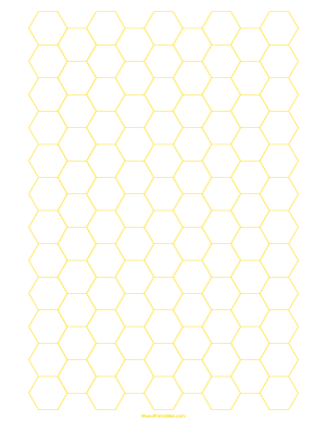 Half Inch Yellow Hexagon Graph Paper - Letter