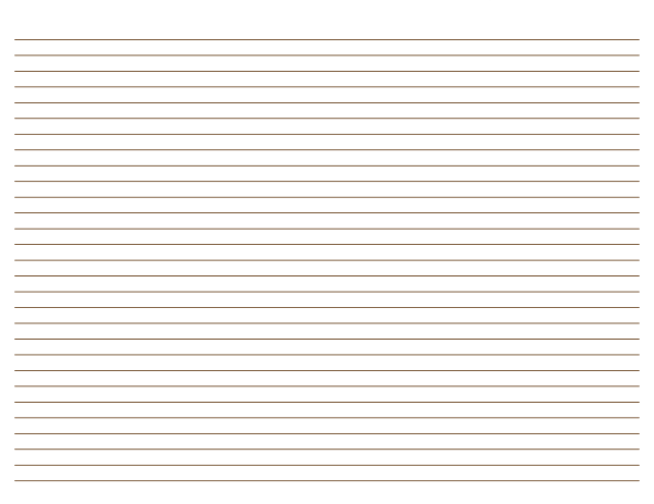 Landscape Brown Lined Paper Narrow Ruled: Letter-sized paper (8.5 x 11)