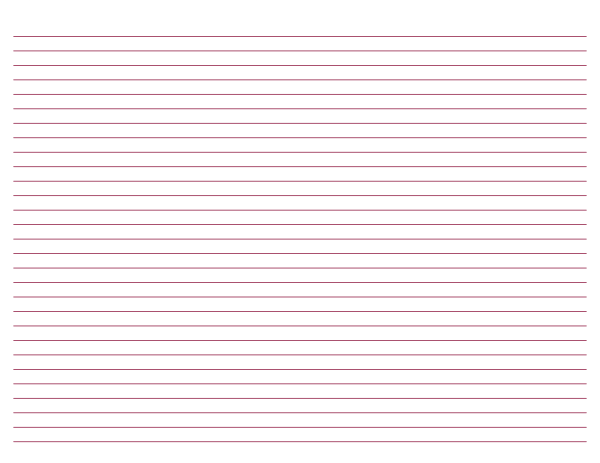 Landscape Burgundy Lined Paper Narrow Ruled: Letter-sized paper (8.5 x 11)