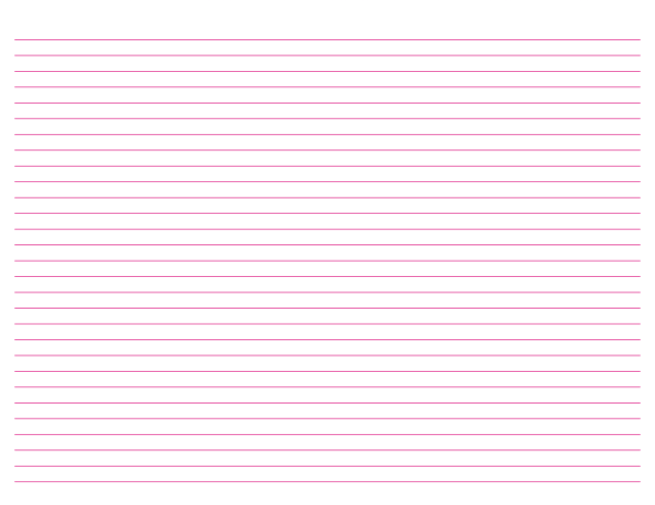 Landscape Hot Pink Lined Paper Narrow Ruled: Letter-sized paper (8.5 x 11)