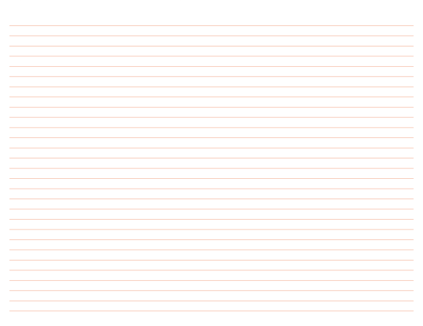 Landscape Peach Lined Paper Narrow Ruled: Letter-sized paper (8.5 x 11)