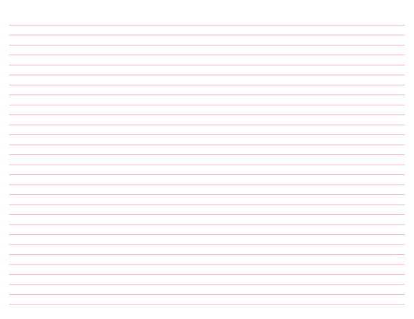 Landscape Pink Lined Paper Narrow Ruled: Letter-sized paper (8.5 x 11)