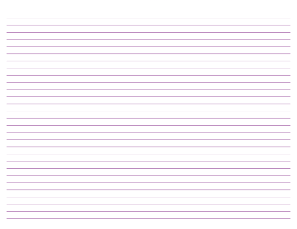 Landscape Purple Lined Paper Narrow Ruled: Letter-sized paper (8.5 x 11)