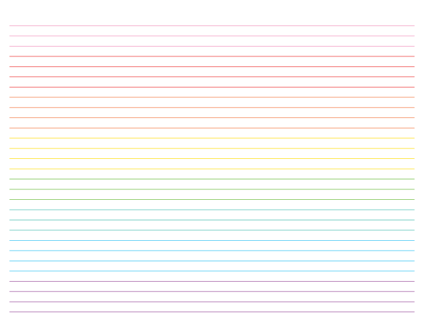 Landscape Rainbow Lined Paper Narrow Ruled: Letter-sized paper (8.5 x 11)