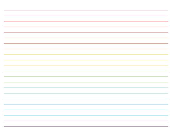 Landscape Rainbow Lined Paper Wide Ruled: Letter-sized paper (8.5 x 11)
