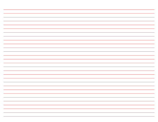 Landscape Red Lined Paper Narrow Ruled: Letter-sized paper (8.5 x 11)