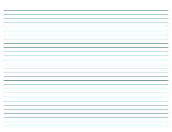 Landscape Teal Lined Paper Narrow Ruled: Letter-sized paper (8.5 x 11)